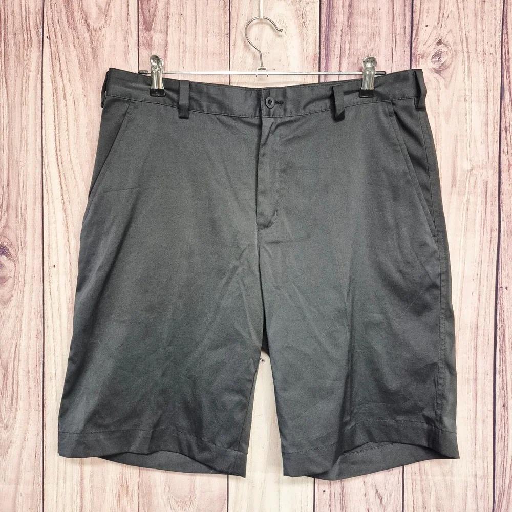 Nike Golf Dri-FIT Shorts Mens 34 Black Flat‎ Front Performance Golfing Shorts